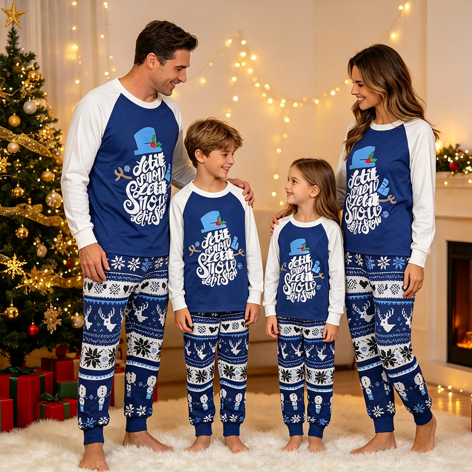 Letter Print Family Matching Christmas Pajamas for The Whole Family Xmas Sleepwear Jammies for Mommy Daddy Couples Boys Girls