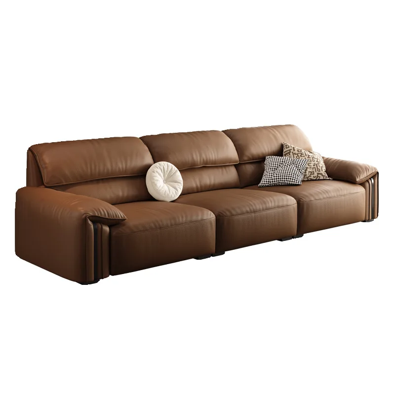 

Minimalist, straight row, leather, sofa, living room, cream style, leather art, modern, minimalist