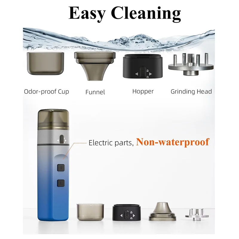 A01M-One-Touch Portable Electric Herb Grinder In Blue - Auto Grinding Up To 1.5G, Perfect For Spices And Dry Ingredients