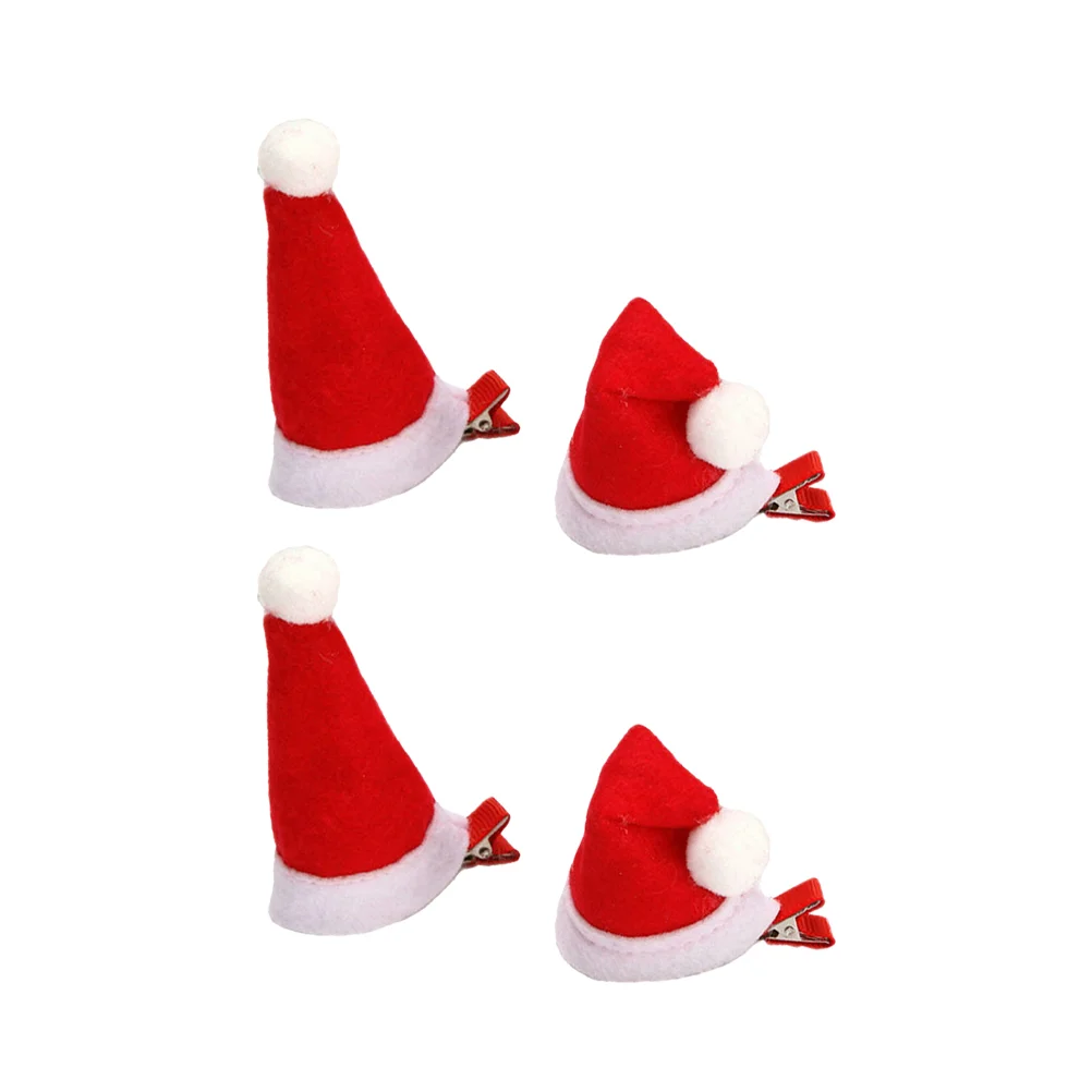 

2 Pairs Christmas Hat Hairpin Kid Girl Accessories for Girls Sweater Clips Child