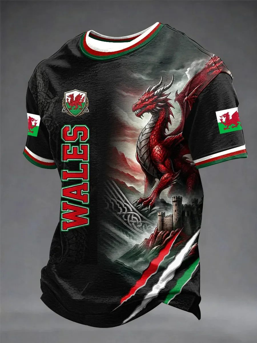 2027 Summer New Style Men's Welsh 3D Printable Sports Breathable Quick-Dry Family Version Casual T-Shirt Top Kids