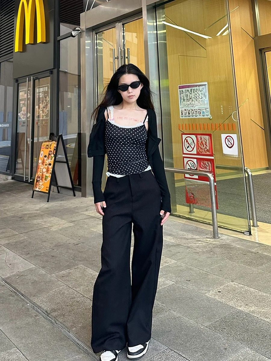 

Женские широкие брюки Ev Stereo: свободные, стройнящие, повседневные, струящиеся, модные, для офиса, из полиэстера, длинные