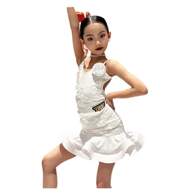 فستان رقص لاتيني مطبوع مخصص للأطفال ملابس ممارسة ملابس الأداء Chaussure Danse Latine Femme