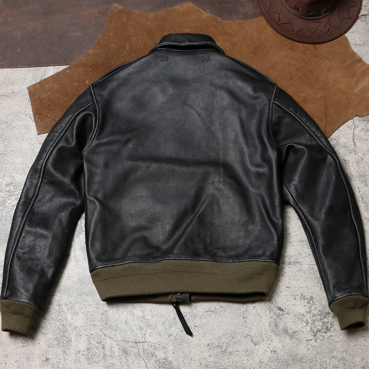 A2 Great Escape Leather Flight Jacket 1.5mm Stone Washed Cowhide Air Force Pilot Genuine Leather Coat - view 3