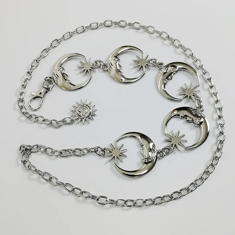 Unique Harajuku Style Fashion Sexy Ladies Moon Sun Metal Belt Retro High Waist Chain Personality Clothing Accessories Jewelry