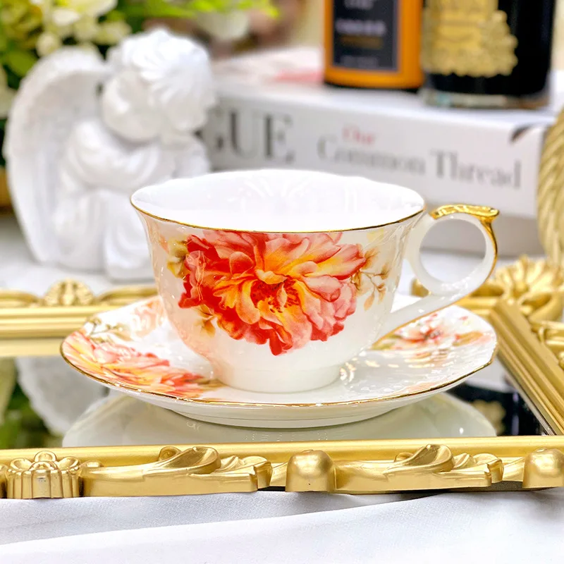 

Bone Porcelain Coffee Cup and Dish Set, Household European Small Luxury British Afternoon Tea Set, Coffee Set