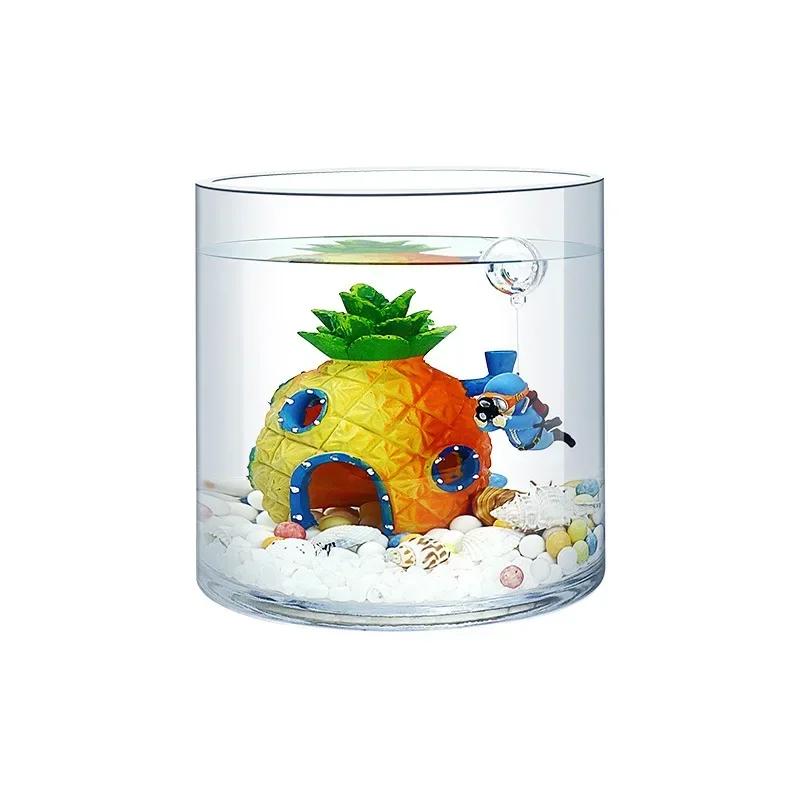 

Цилиндрический цилиндрический губчатый детский стол для гостиной, дома, полный набор пейзажа, небольшой креативный настольный аквариум