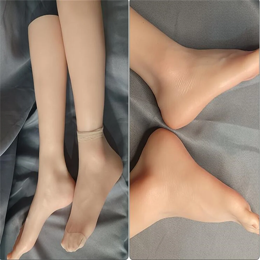 Real Female Foot Mannequin Body Blood Vest, Silicone Silk Stockings for Painting,Tpe Positioning,Bone Doll,Silica Gel,1Pair,E032