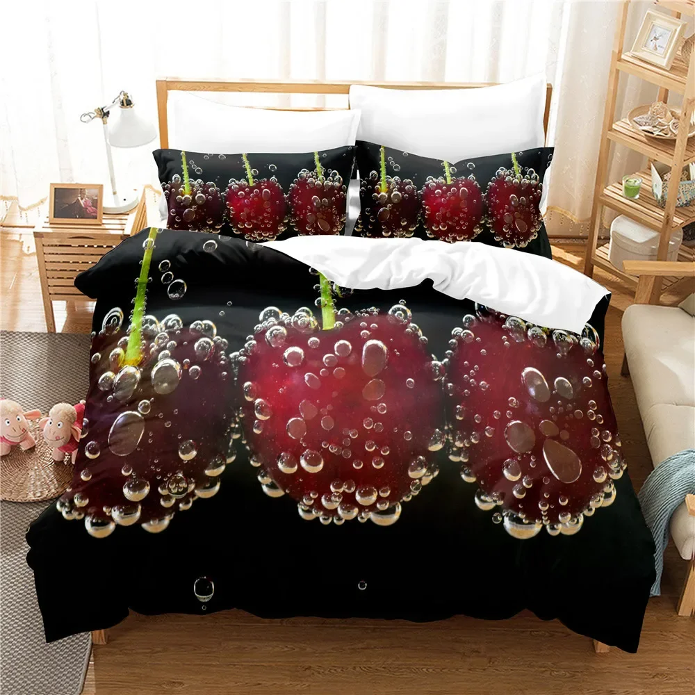 Ropa Cama 3D Print Bayberry, Litchi,Lemon Twin Bedding SetsThick Soft Comfortable Bed Comforter Set Home Textiles Fruit Design