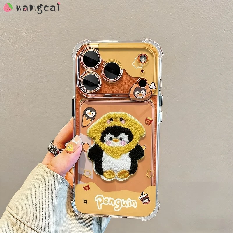 Embroidery Penguin Phone Case For Samsung Galaxy F62 F56 F55 F54 F42 F41 F36 F23 F22 F16 F15 F14 F12 F06 F05 F04 F02S C55 Cover