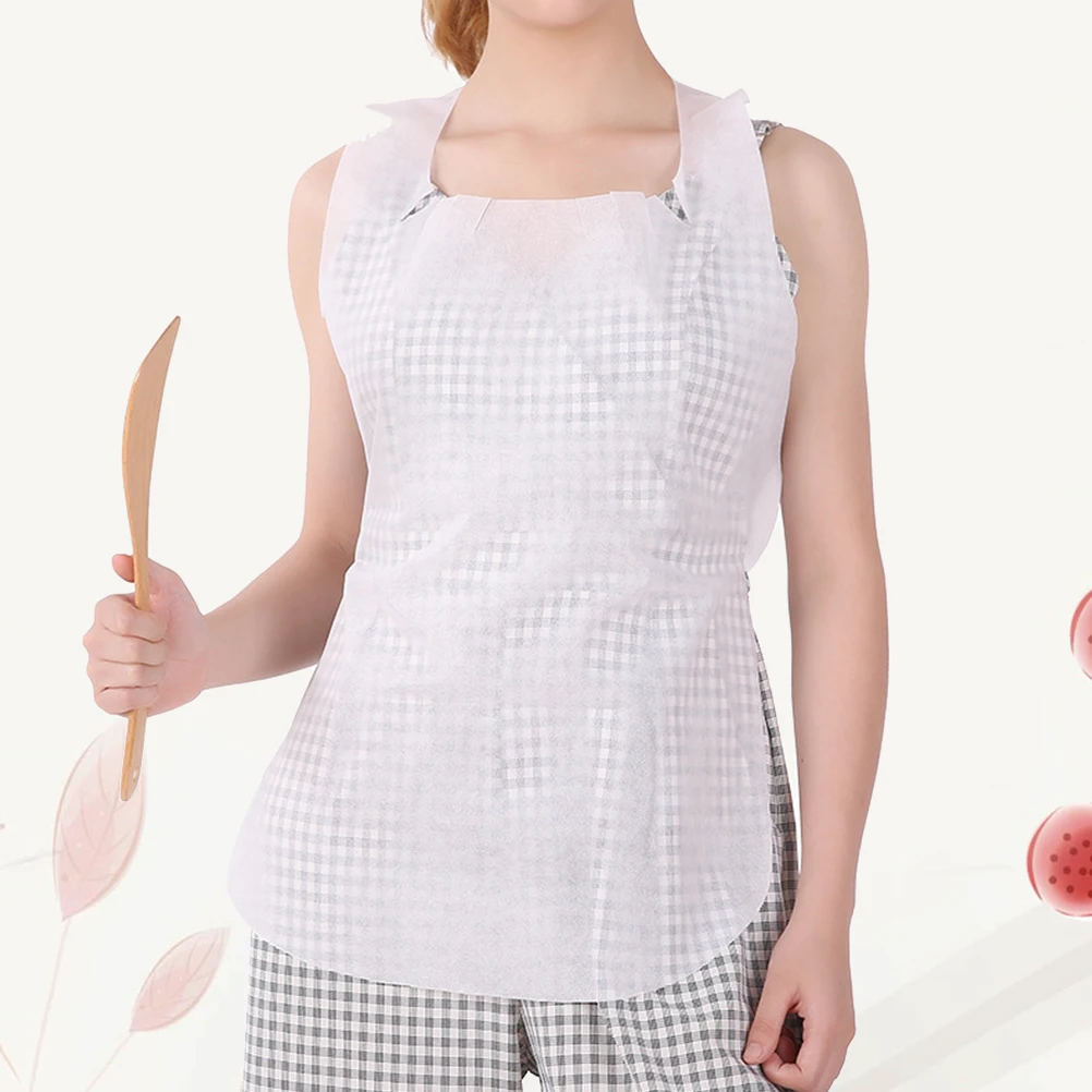 

10 Pcs Disposable Aprons Waterproof Oil-proof Non-woven Adult Protective Anti-stain Kitchen BBQ Party Picnic Hotpot