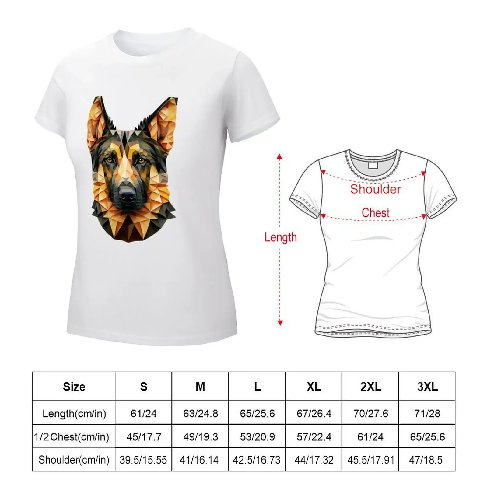 German Shepherd Portrait T-shirt animal print shirt for girls summer tops summer top Women's tops