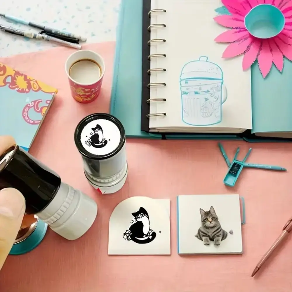 Lovely 6 Styles Black Cat Stamp Diary Collage Animal Shape Kitten Stamp Plastic Cat Designs Cartoon Stamps Journal Decoration