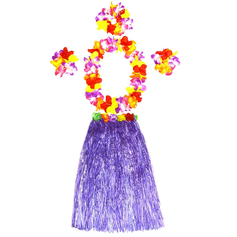 80 سنتيمتر طبقة مزدوجة طويلة سميكة هاواي حولا الرقص خمس قطع مجموعة الكبار زي ماكياج الرقص حفلة كرنفال الأداء #4