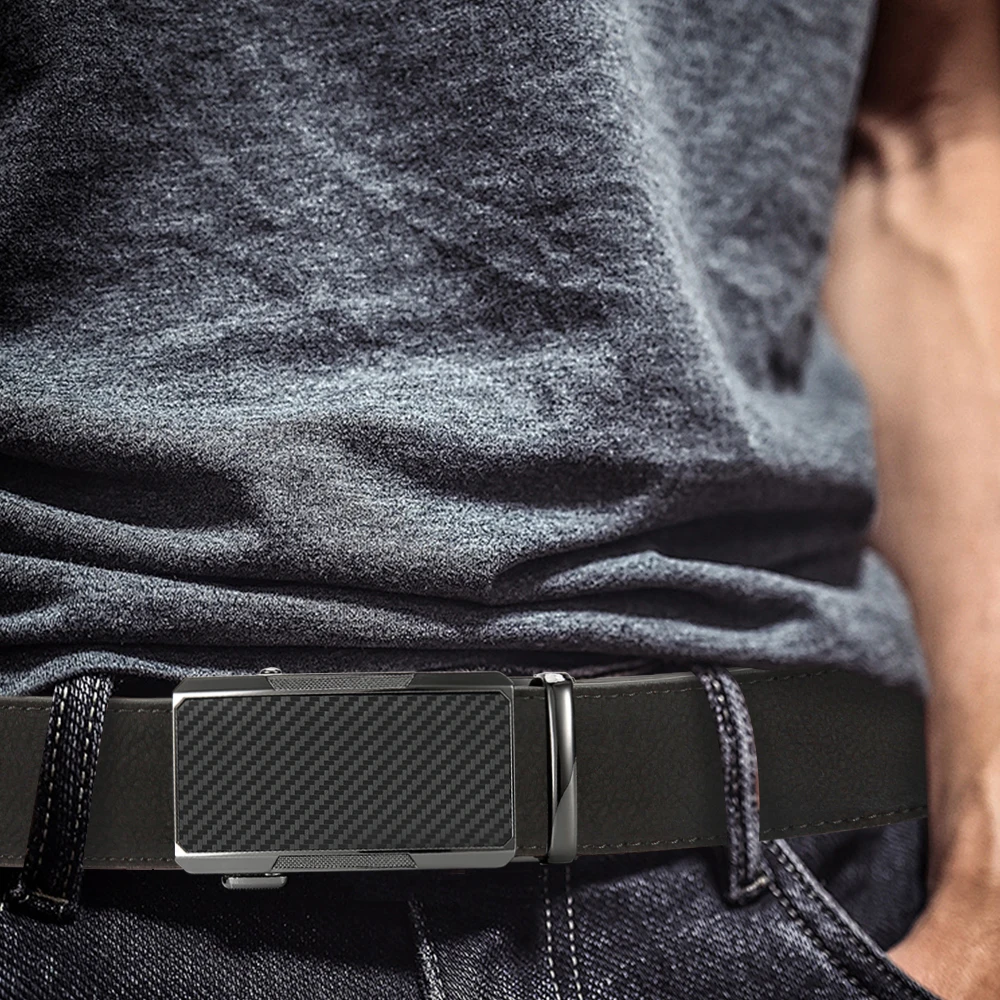 Men's Leather Belt Men's High-quality Business Belt Automatic Buckle Fashionable Ratchet Belt Can Be Adjusted Freely