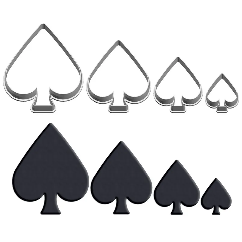 Four Specifications Cartoon Poker Fancy Spades,Plastic Mold,Cake Fondant Tools,Cookie Sushi and Fruits Cutters