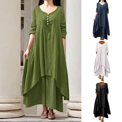 Irregular Summer Long Dress Cotton Linen Casual Dresses Women 2025 New Loose Maxi Dress Sundress Vacation Clothes For Women