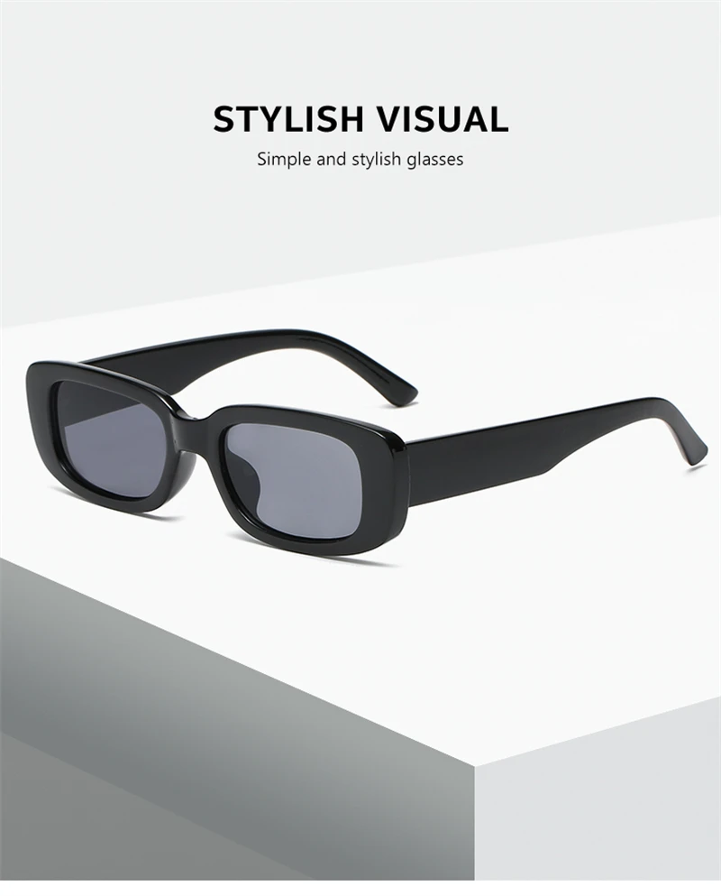 Lunettes de soleil carrées noires vintage pour femmes, lunettes de soleil  rectangulaires, petit miroir transparent nickel é, marque de luxe féminine  - AliExpress, image size:800x993