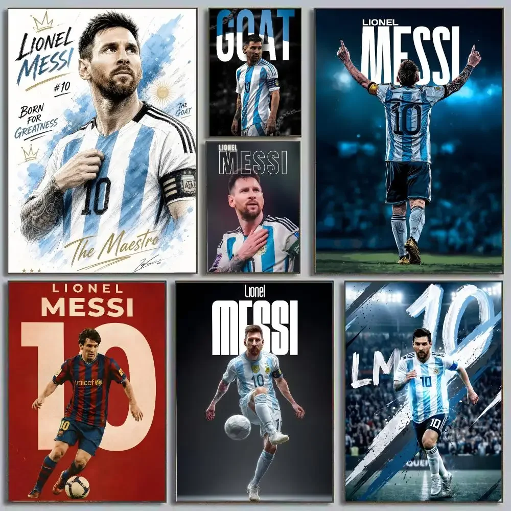 L-Lionel Messi-SS GOAT Argentina Champion Painting Calligraphy Eco-friendly wall decor Vintage Office frameless