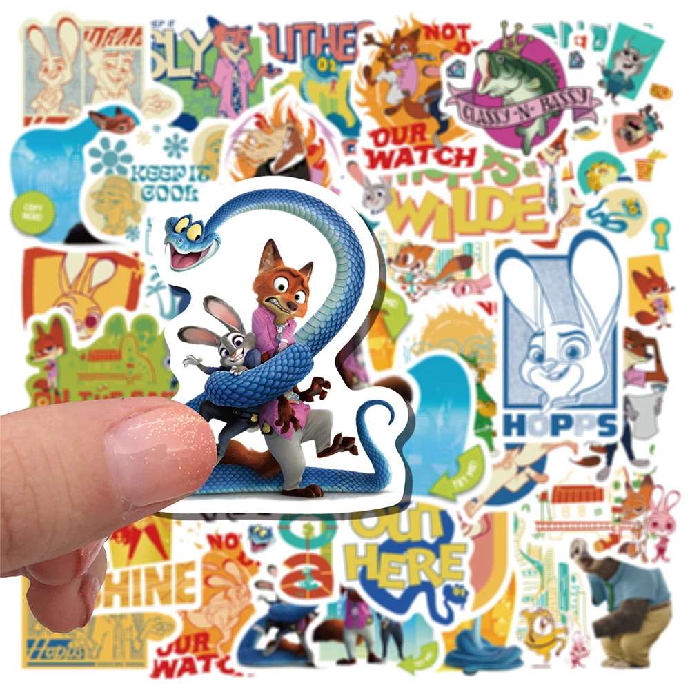 10/30/50 قطعة الكرتون الكلاسيكية Zootopia 2 ملصقات لطيف ديزني أنيمي الكتابة على الجدران ملصق ل سكيت الدراجة مضحك الشارات الديكور