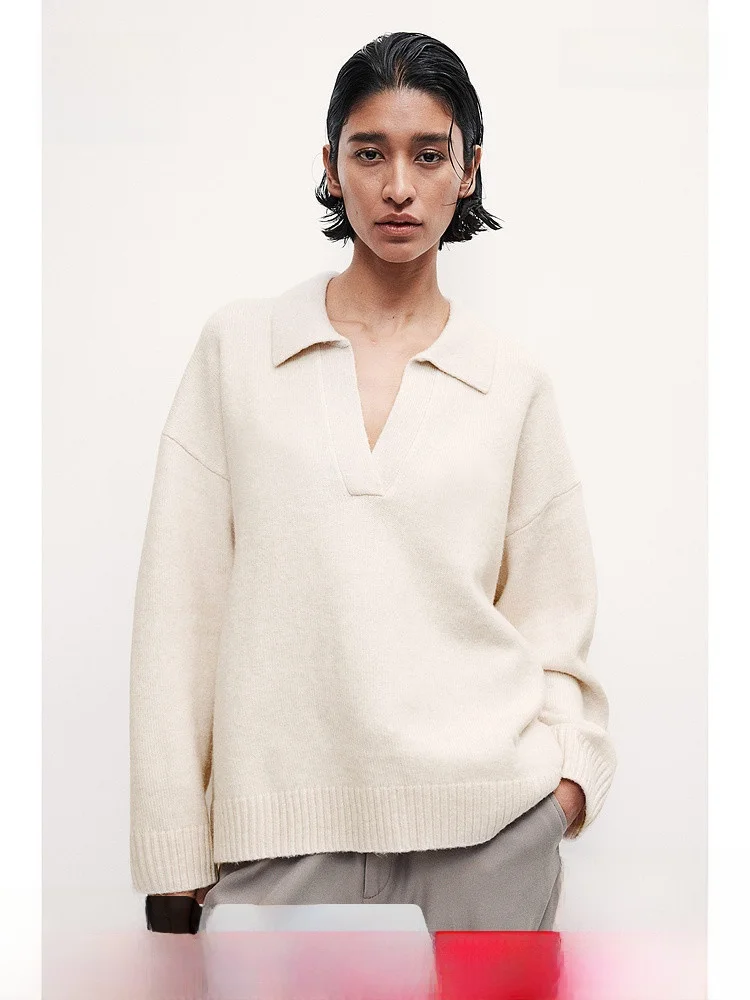 

H&M женский вязаный пуловер с v-образным вырезом, внутренняя одежда, полосатый топ, длинный свеч, обычная длина, осенний модный женский трикотаж