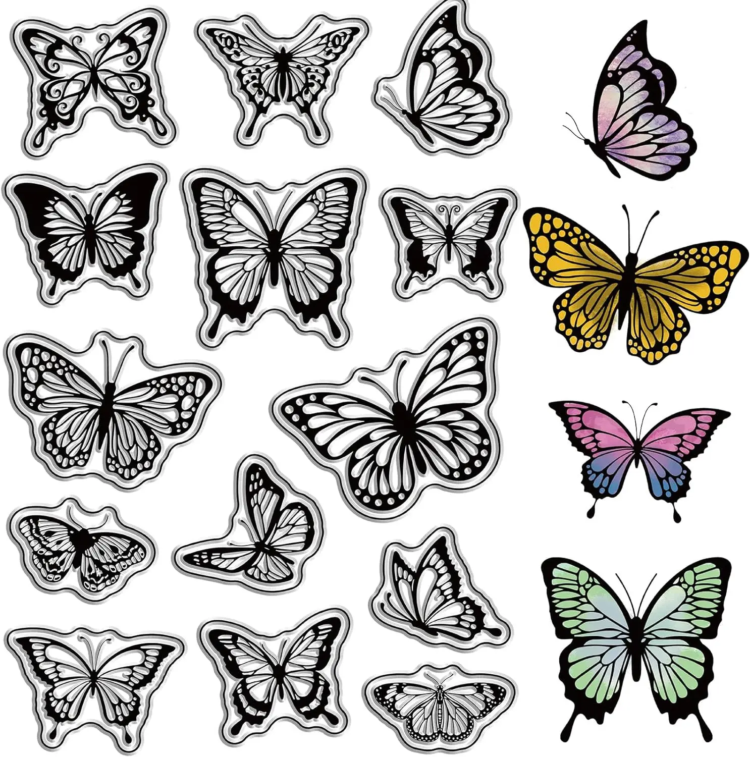 Butterfly Rubber Stamps Vintage Transparent Clear Stamps Butterflies Specimen Silicone Seals Stamp for DIY Scrapbooking Photo