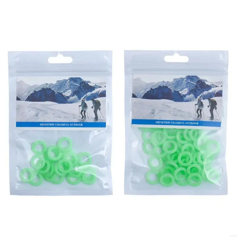 92me 20/50pcs/حزمة خيمة خيمة الفلورسنت خيمة مضيئة على شكل سيليكون على شكل خاتم الأظافر رن حلقات قضيب الصيد
