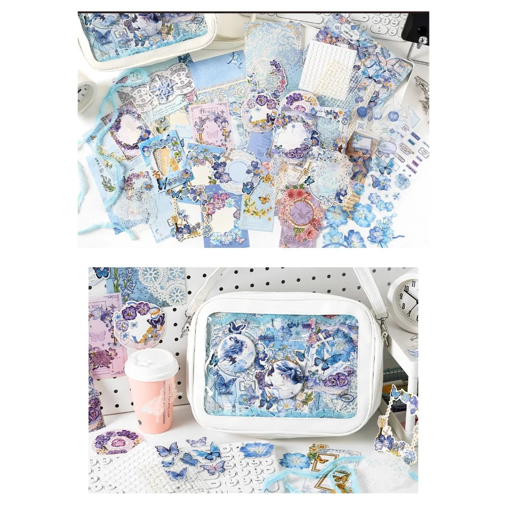 Paper Stickers DIY Itabag Insert Material Lace Ribbon Flower Itabag Decor DIY Material Retro Colorful