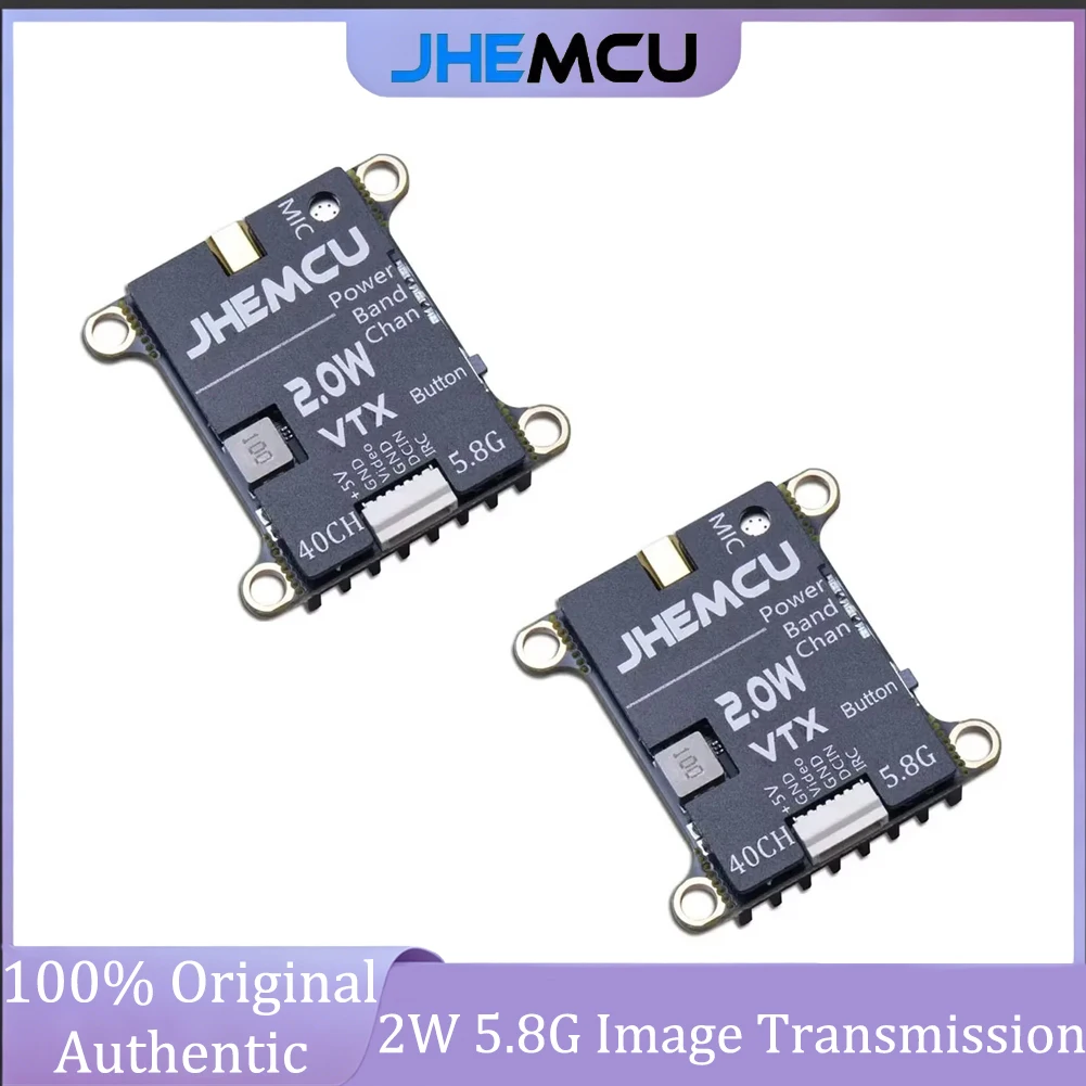 JHEMCU 2W 5.8GHz FPV Transmitter 40CH Switchable 25-2000mW Output, 2-6S 30.5x30.5mm W/ Current Sensor for RC Airplane Long Range
