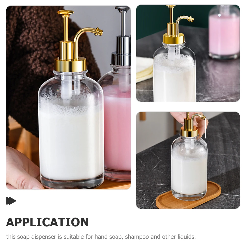 

2Pcs 500ml Crystal Clear Glass Pump Bottle H Soap Dispenser Bathroom Kitchen Sink Refillable Leak Proof Travel Size Storage