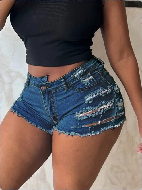 Nieuwe dames denim shorts met nauwsluitende bontranden en heuplift hotpants zomermode high street sexy slanke shorts
