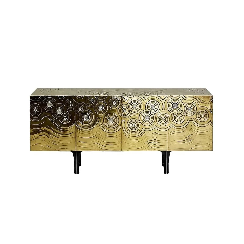 Light luxury, simple and fashionable stainless steel side cabinet, modern high-end living room entrance foyer paint decorative