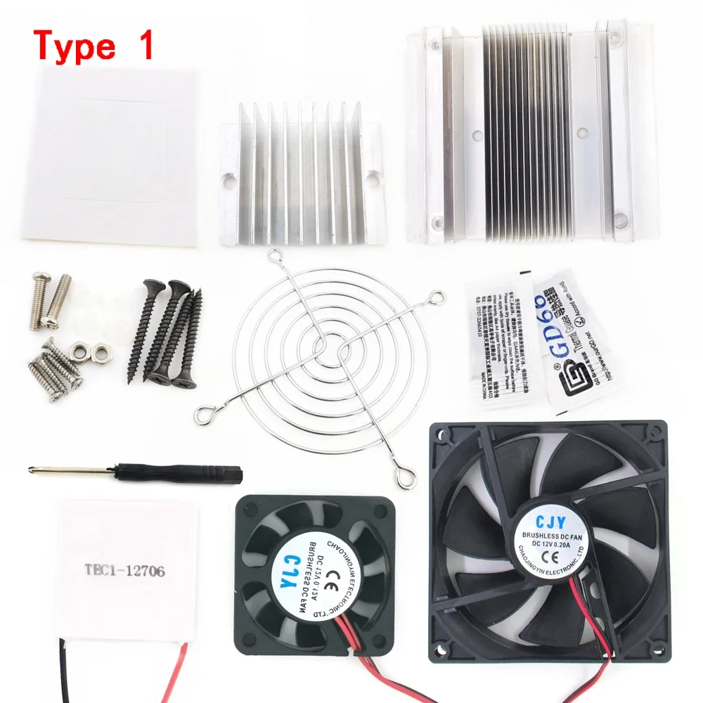 DIY Refrigeração Termoelétrica Kit Sistema de Refrigeração, Refrigerador Semicondutor, Módulo de Condução, Radiador, Ventilador, TEC-12706