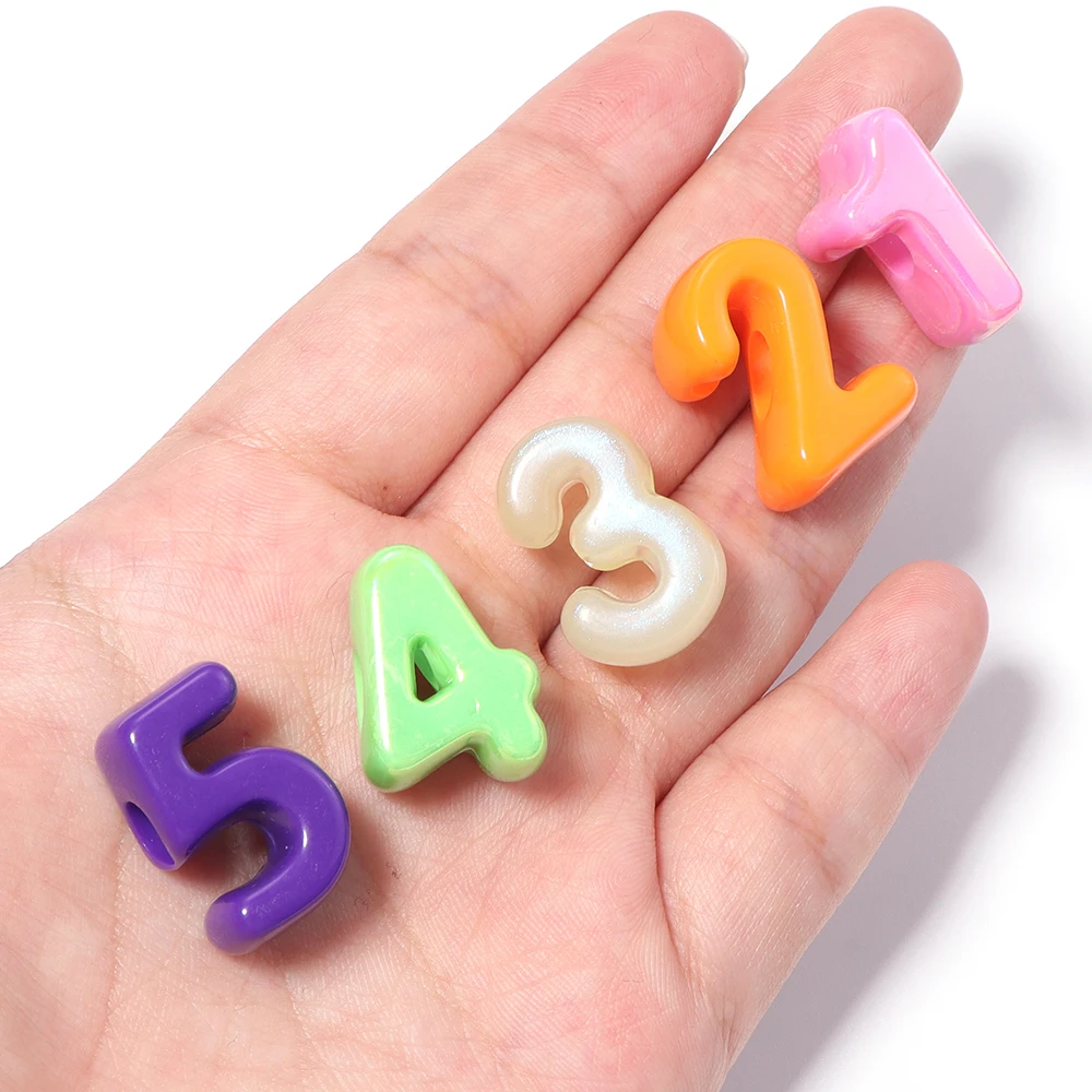 20pcs Acrylic Number Beads Random Mixed Color Large Hole Loose Spacer Beads For Jewelry Making DIY Bracelet Phone Chain Keychain view 6