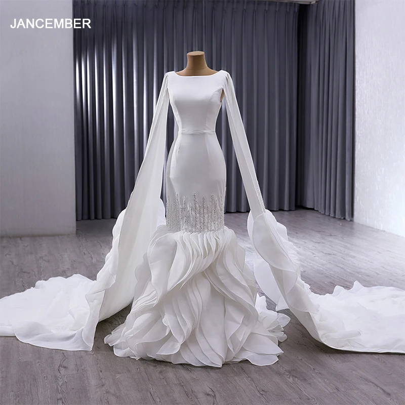 

Jancember Perfect Factory Wholesale Wedding Dress 2024 Elegant Wedding Court Train Sequins Lace Up vestito da sposa RSM241005