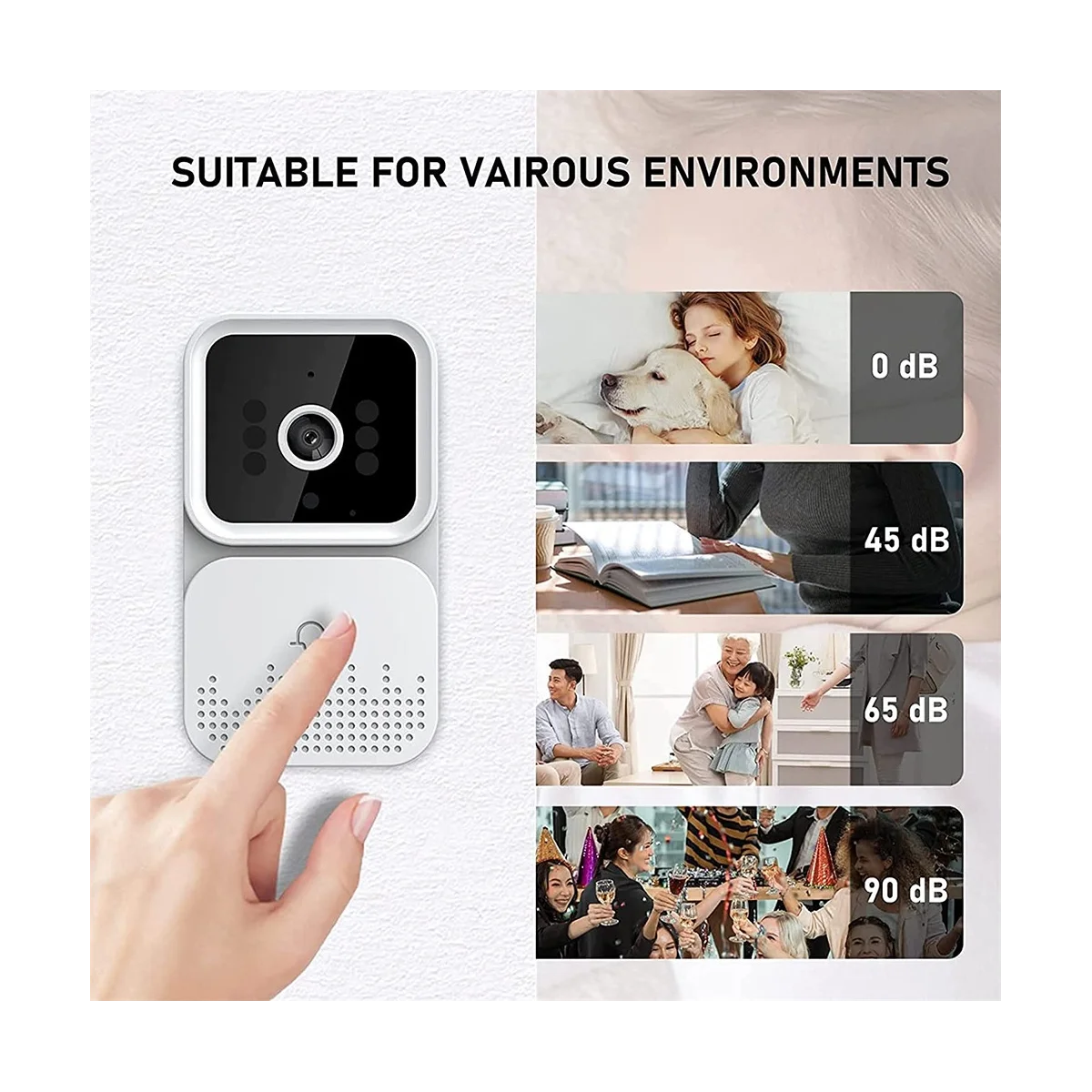 Wireless Remote Smart Doorbell Intercom HD Night Vision WiFi Anti-Theft Doorbell,Two-Way Talk