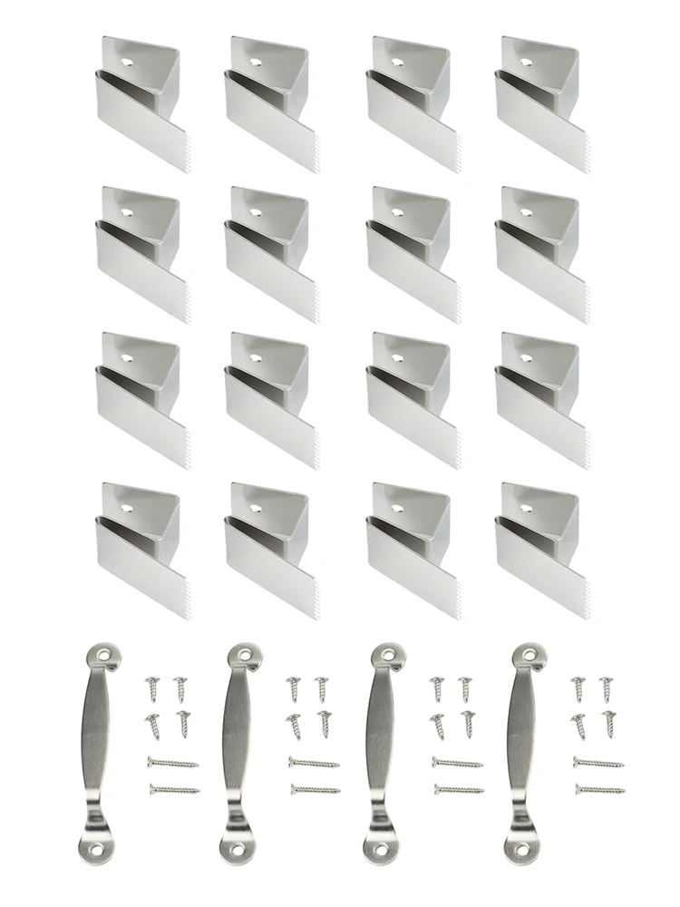 Window Clips for Plywood For 12 Inch Thick for hurricane Panel Clips Set with 16 Clips 4 Handles and Screws Black Silver