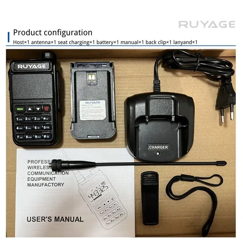 Ruyage UV58 6 Bands Amateur Ham Two Way Radio 256CH Air Band Walkie Talkie VOX DTMF SOS LCD Color Police Scanner Aviation