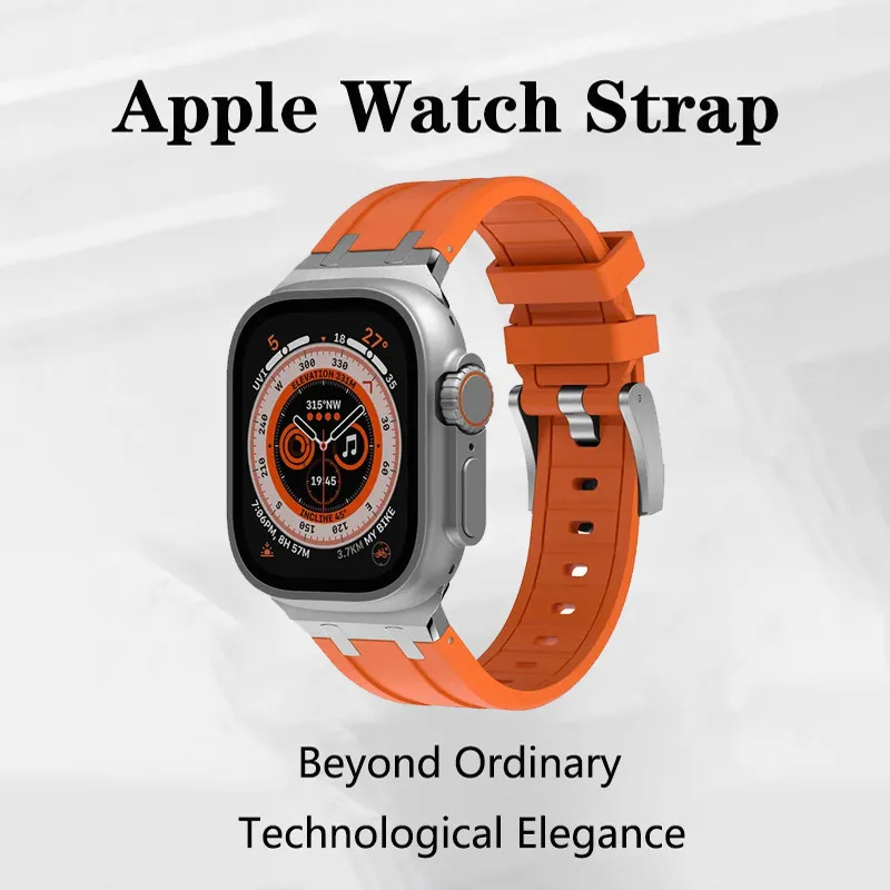 AP Silicone Strap Sports Soft Metal Bracelet for Apple Watch Ultra2 49mm 9 8 7 45mm 41mm IWatch 6 5 4 SE 44mm 42mm 40mm 38mm