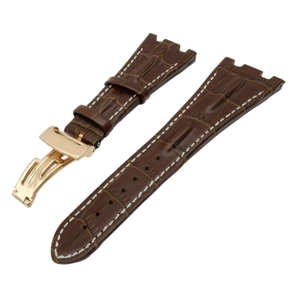 

Genuine leather bracelet mens Sports watch strap Black Blue brown Watchband white stitched 28mm high quality Watch accessories