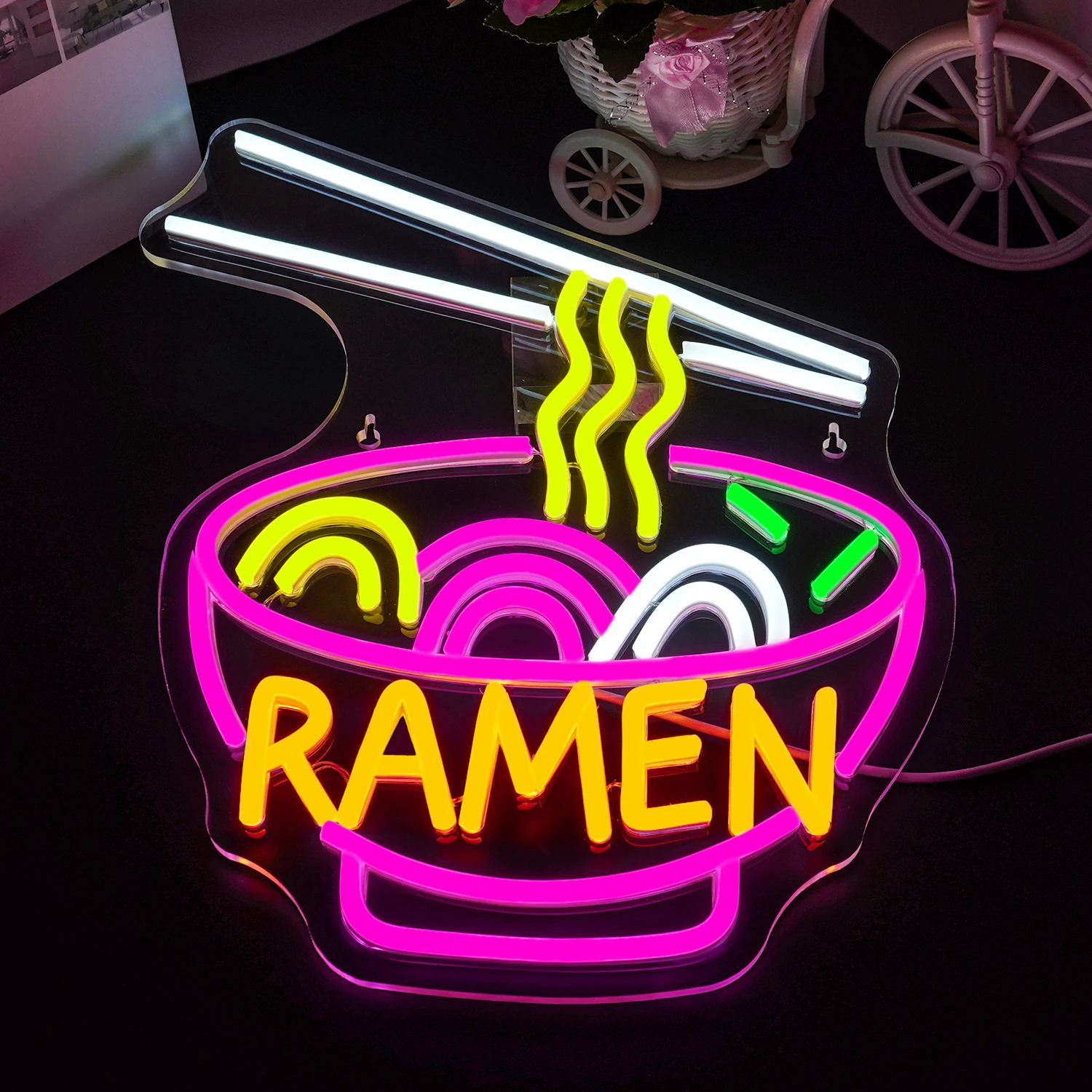 Ramen Neon Sign Dimmable Neon Lights for Resturant Japanese Noodle Shop Bar Kitchen Dinning Room Party Business Wall Decor USB 