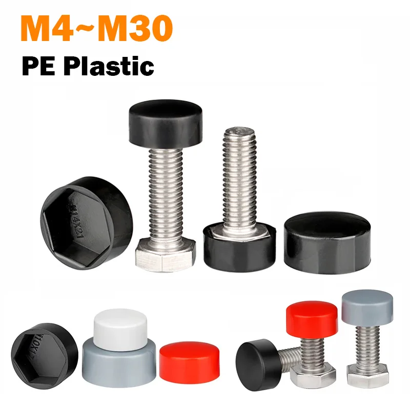 5/10/20Pcs PE Plastic Bolt Nut Cap Cover M4 M5 M6 M8 M10 M12 M14 M16 M18 M20 M24 M27 M30 External Hexagonal Screw Decorative Cap