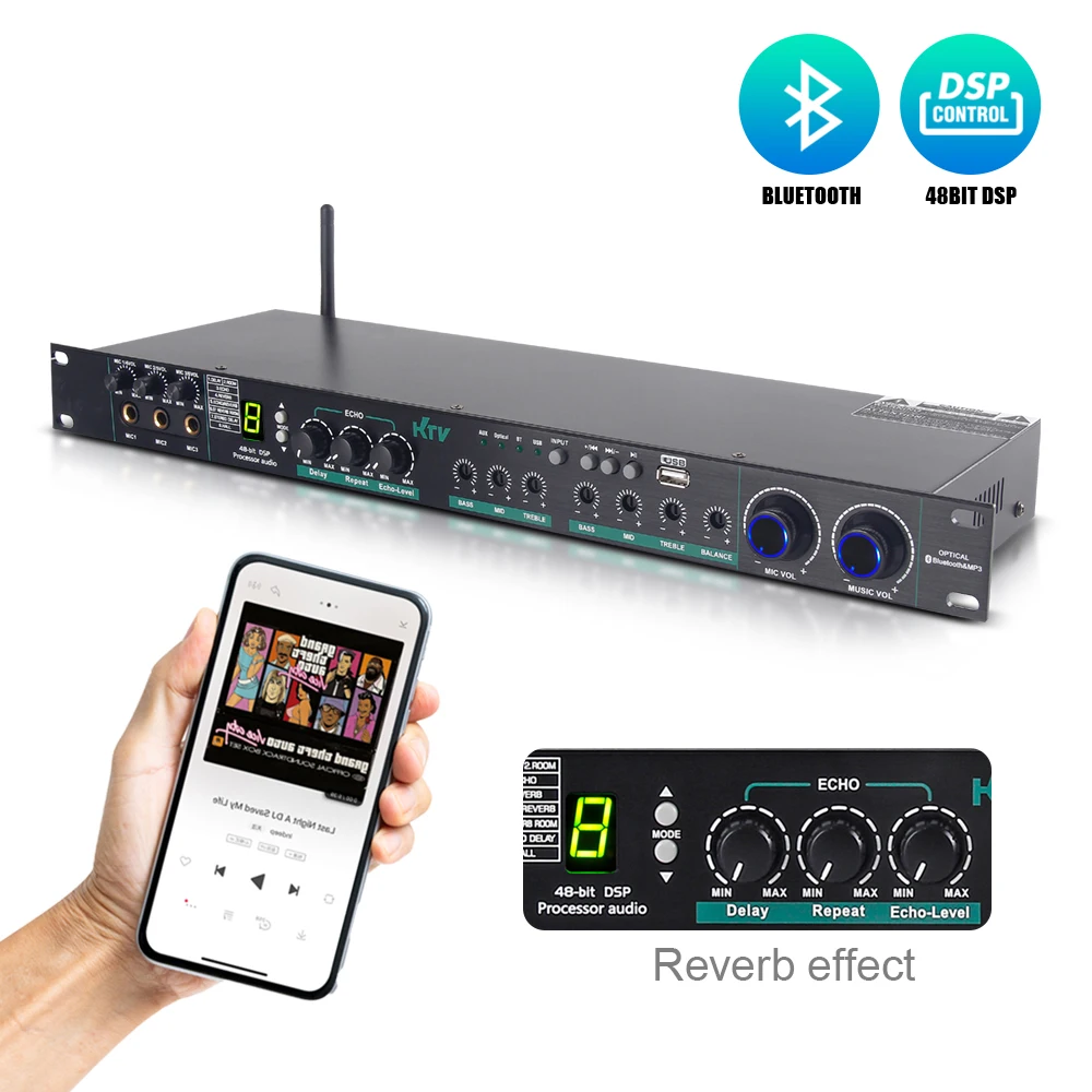 Paulkitson E-270 Professional Audio Processor 48Bit DSP Effects Processors บลูทูธคาราโอเกะเสียงระบบ