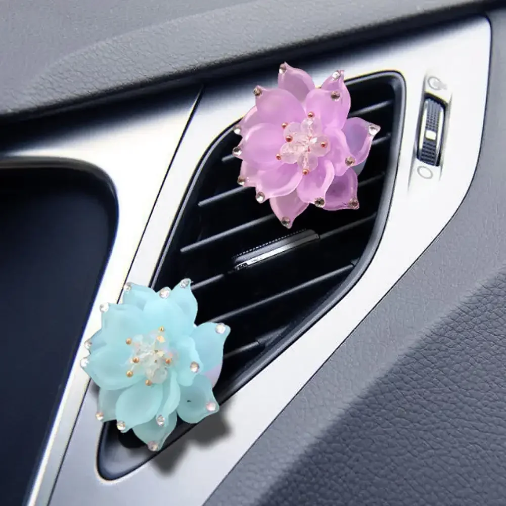 Car Air Freshener Crystal Lotus Flower Perfume Car-styling Natural Smell Air Conditioner Outlet Clip Fragrance Auto Accessories