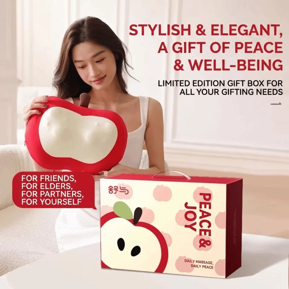 

New Red Apple Cervical Massager Pillow Kneading Pain Relief Waist Massager Portable Back Massager Gift