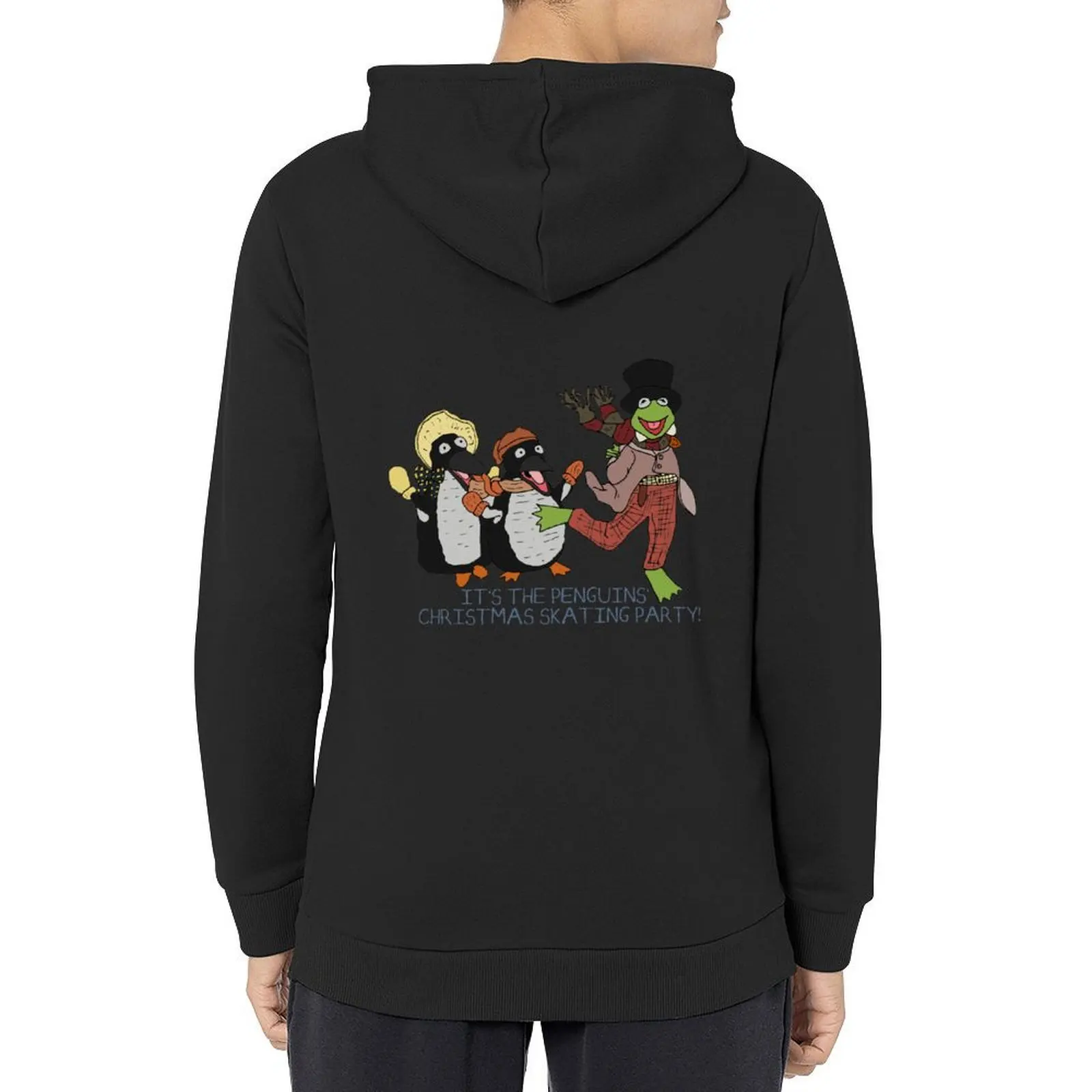 

A Muppet Christmas Carol - penguins' skating party (with text) Hoodie japanese style men's sweat-shirt hoodie for men