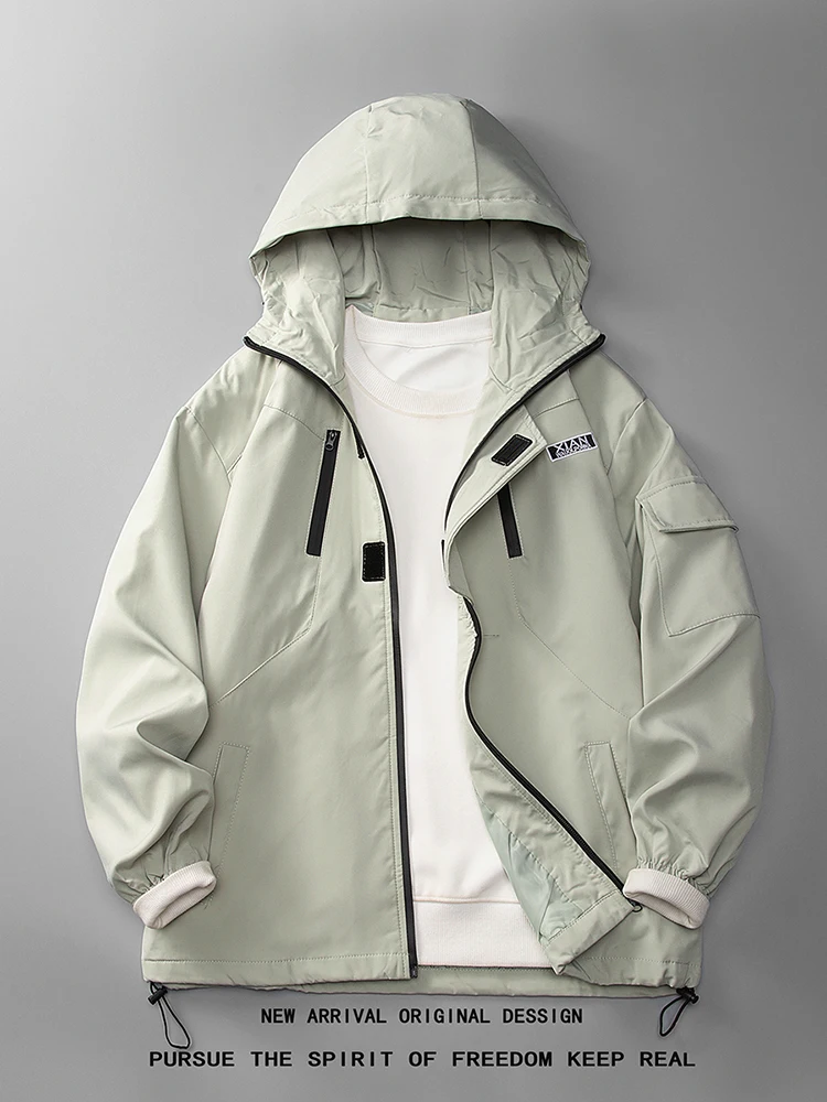 

Men's Spring Autumn Outdoor Windproof Waterproof Workwear Jaet Casual High-End Feeling Multi-ket Loose Fit Youth Faion
