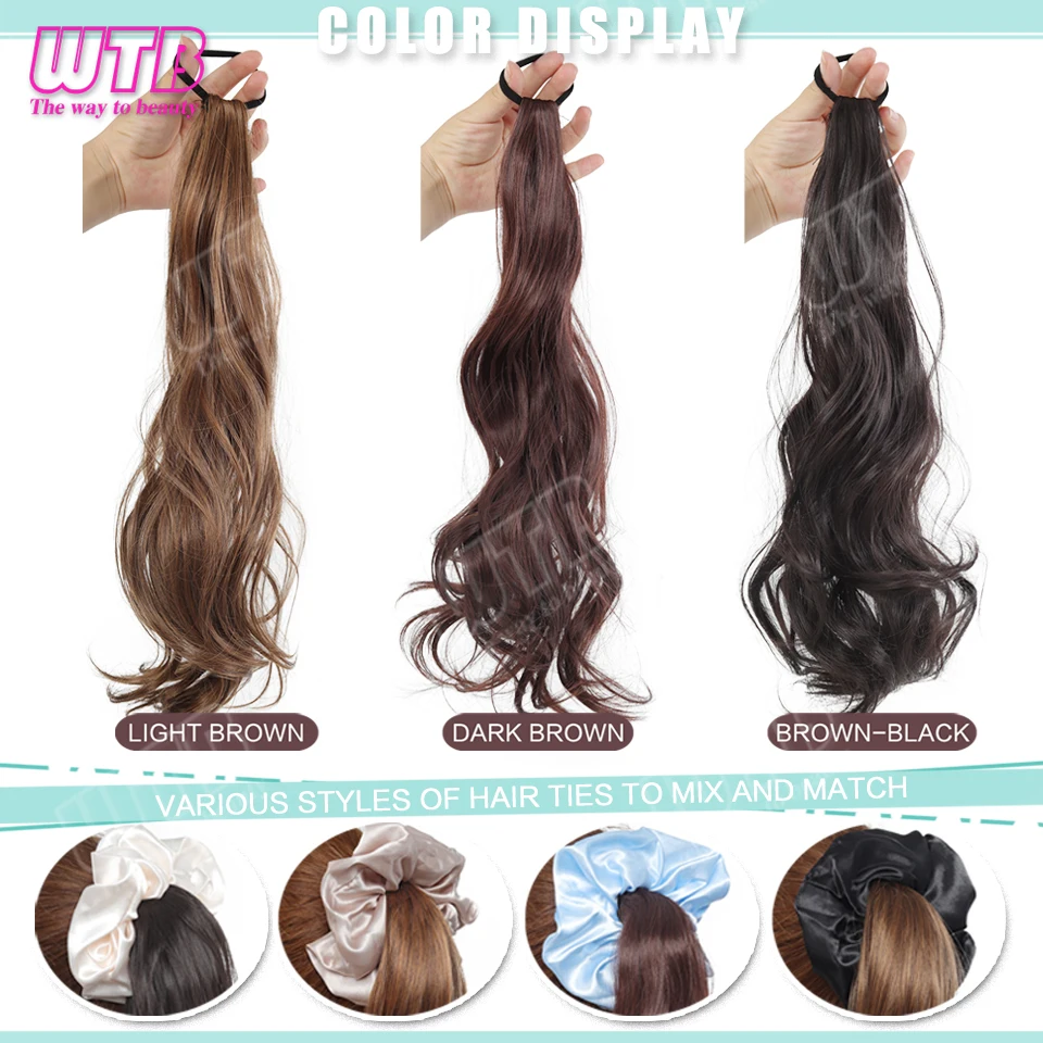 Ponytail Synthetic Wig Elastic Band Style Volumizing Big Wave Curls Ponytail Suitable for Women's Daily Life Holidays and Events