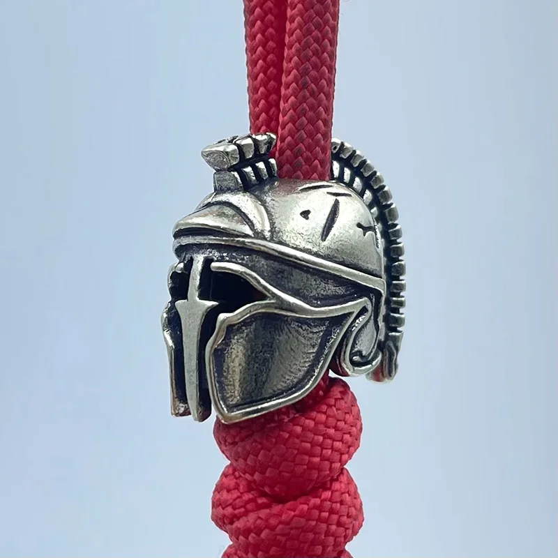 Brass Spartan Warrior Helmet Knife Beads EDC DIY Paracord Woven Bracelets Lanyard Pendants Accessories Outdoor Hangings Charms
