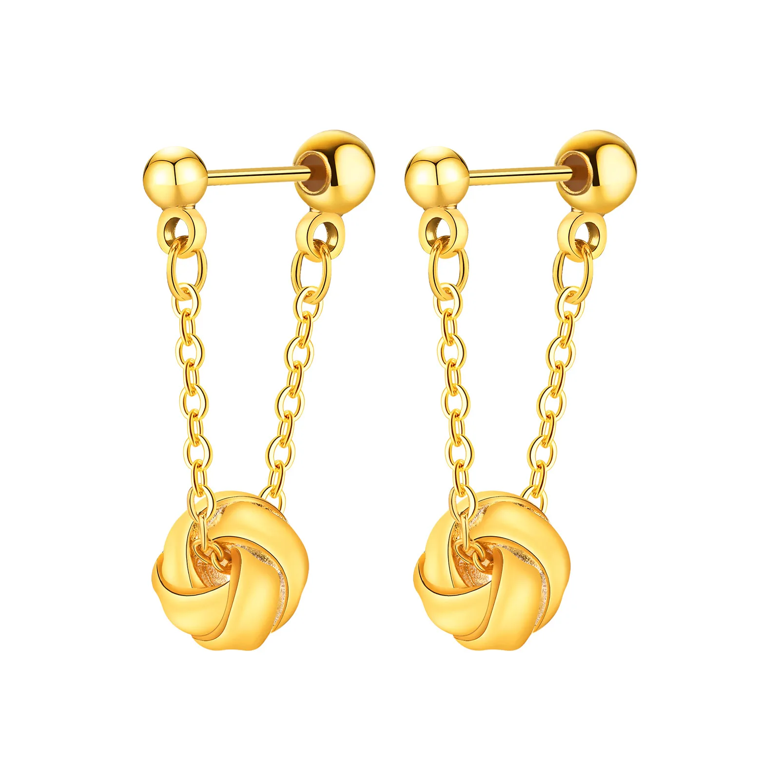 Knot Drop Dangle Earrings for Women, Threader Chain Statement Hypoallergenic Jewelry
